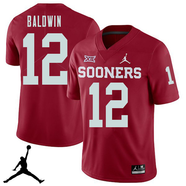 Jordan Brand Men #12 Starrland Baldwin Oklahoma Sooners 2018 College Football Jerseys Sale-Crimson
